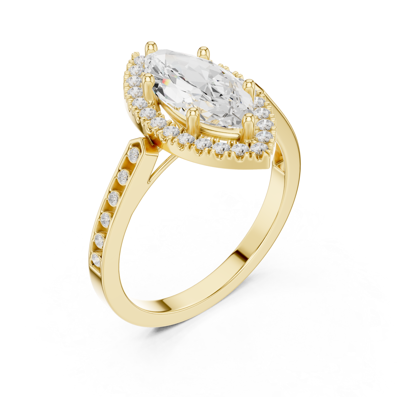 Gold Enchanted Halo Marquise Ring Right View