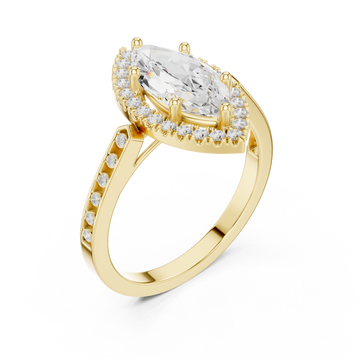 Gold Enchanted Halo Marquise Ring Right View