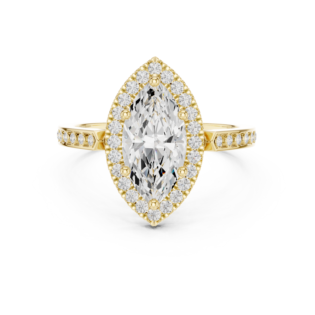 Gold Enchanted Halo Marquise Ring Right View
