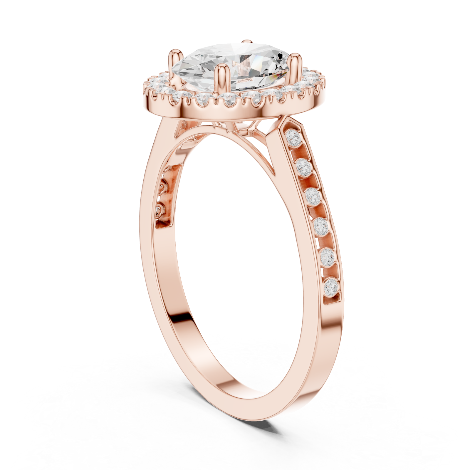  Rose Gold Celestial Halo Oval Ring Left View