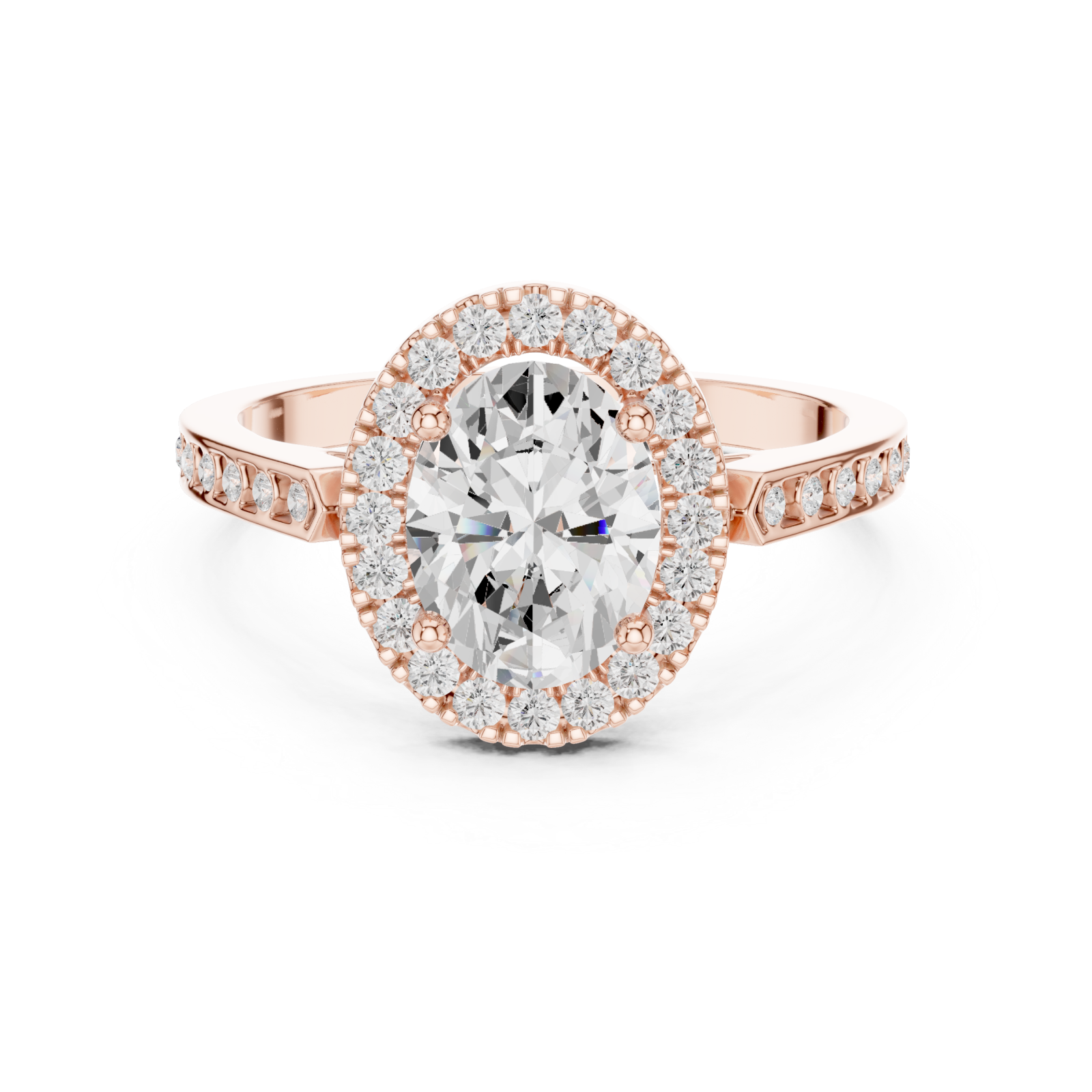 Rose Gold Celestial Halo Oval Ring Front View