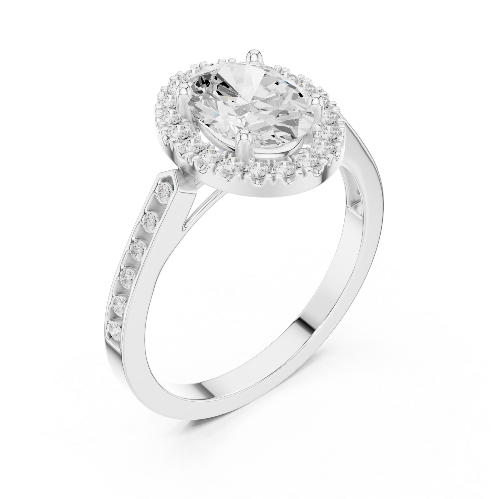  White Gold Celestial Halo Oval Ring Right View