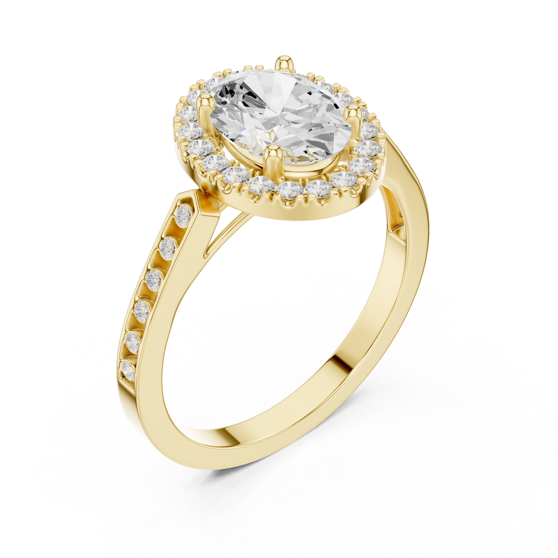 Gold Celestial Halo Oval Ring Right View