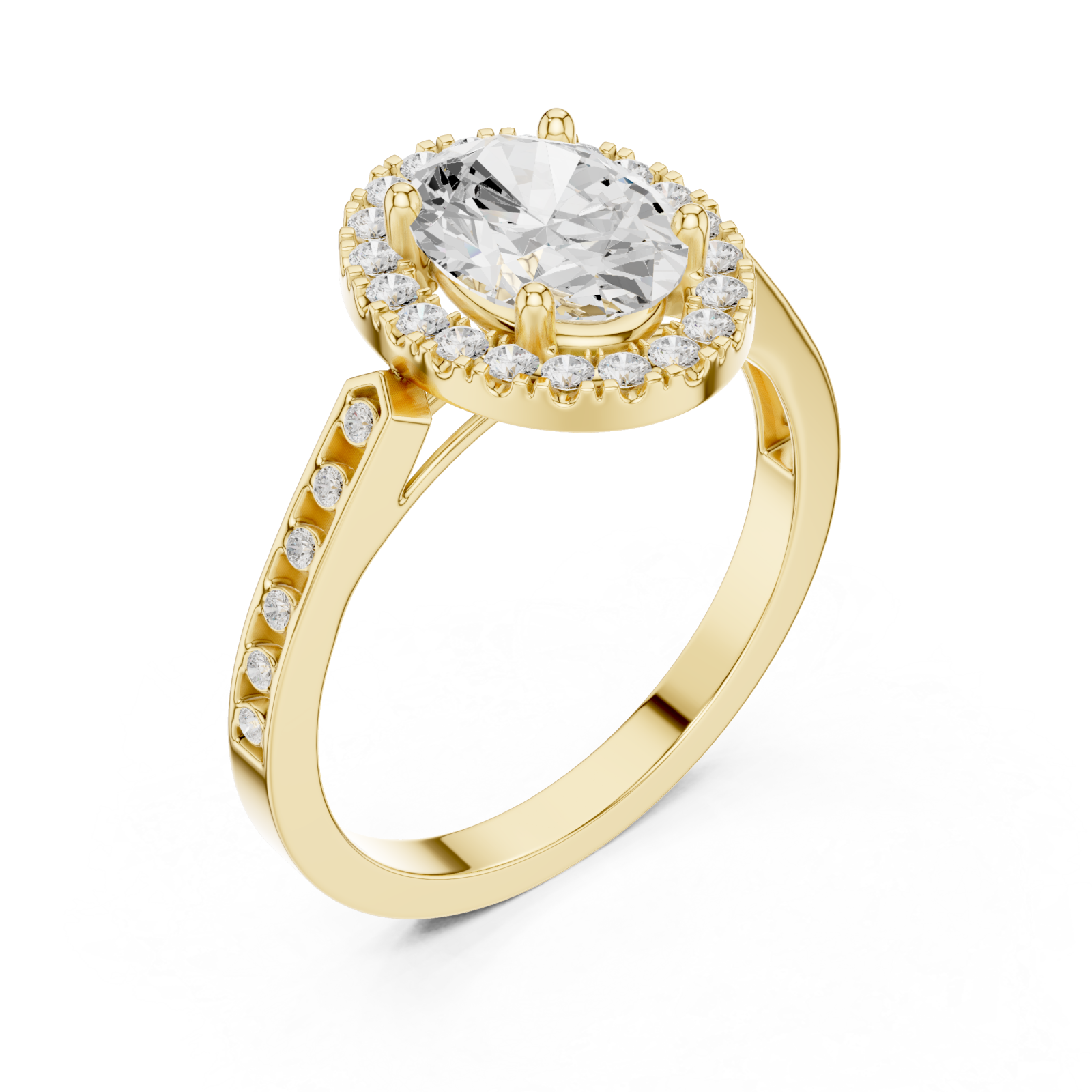 Gold Celestial Halo Oval Ring Right View