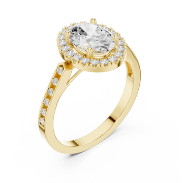 Gold Celestial Halo Oval Ring Right View