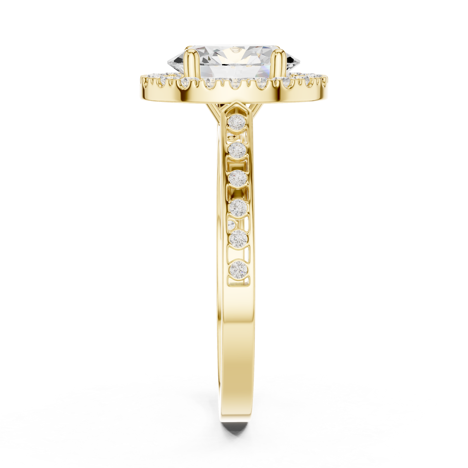  Gold Celestial Halo Oval Ring Side View