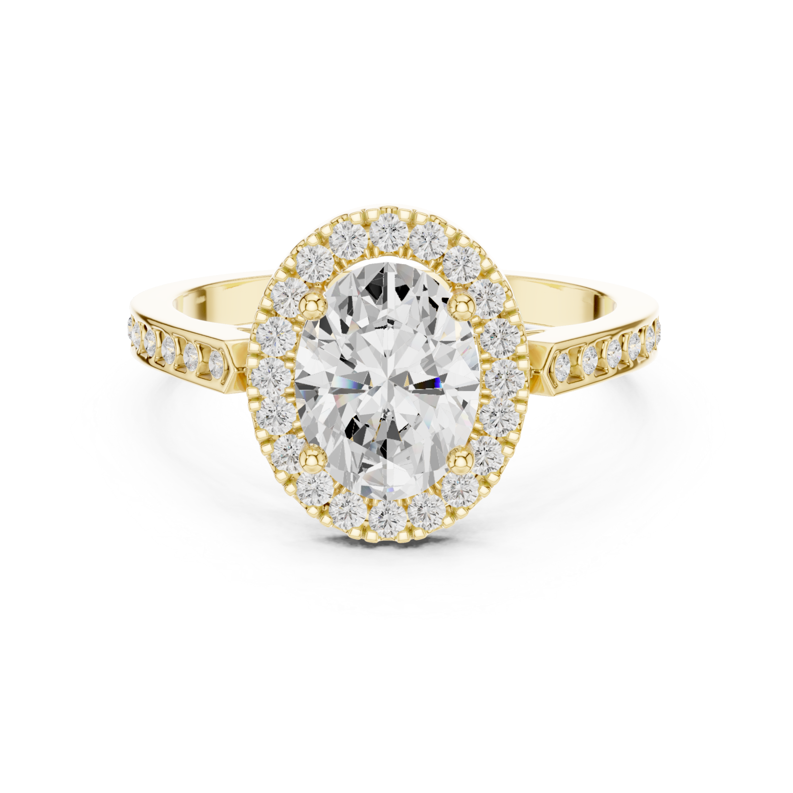  Gold Celestial Halo Oval Ring Front View