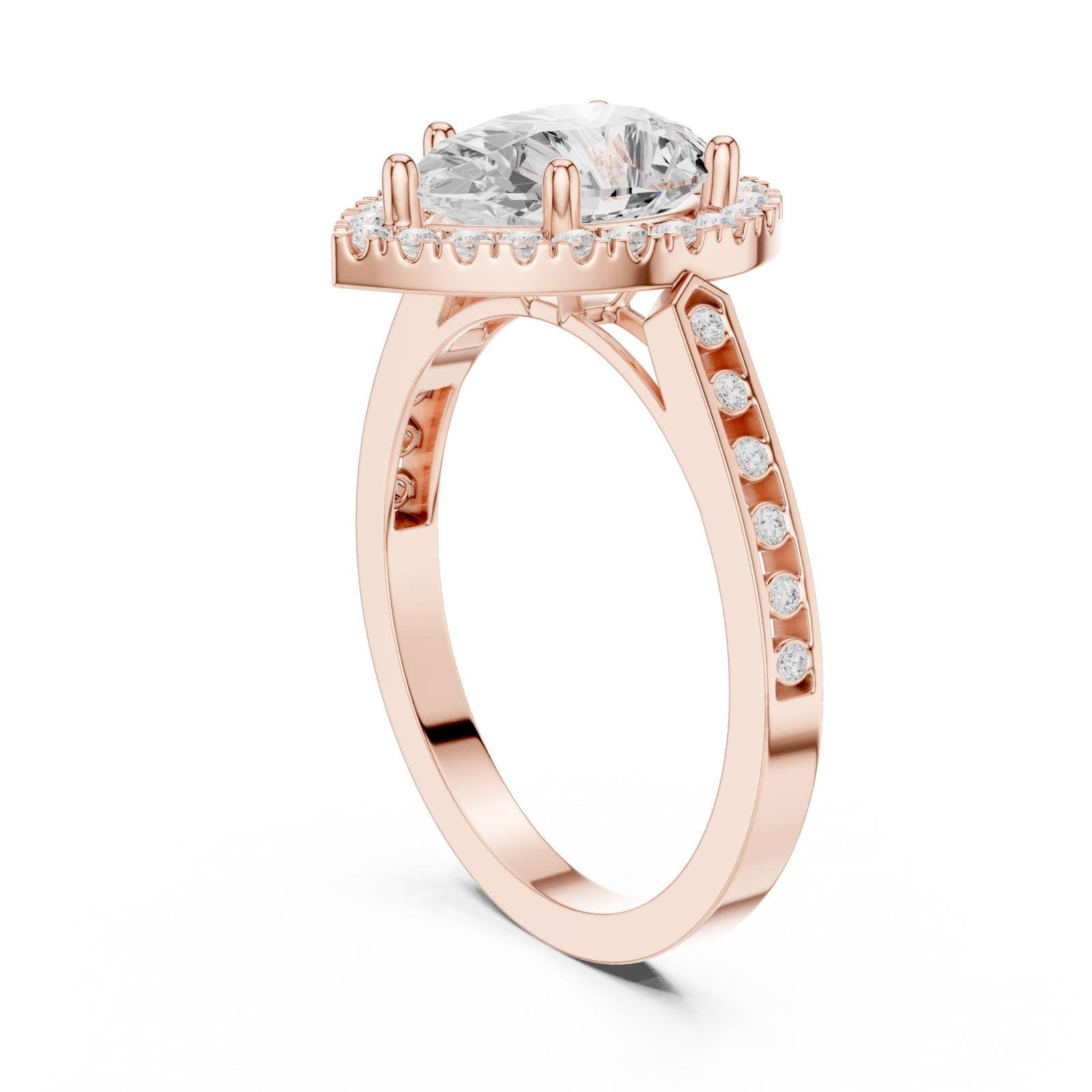  Rose Gold Celestial Halo Teardrop Ring Left View