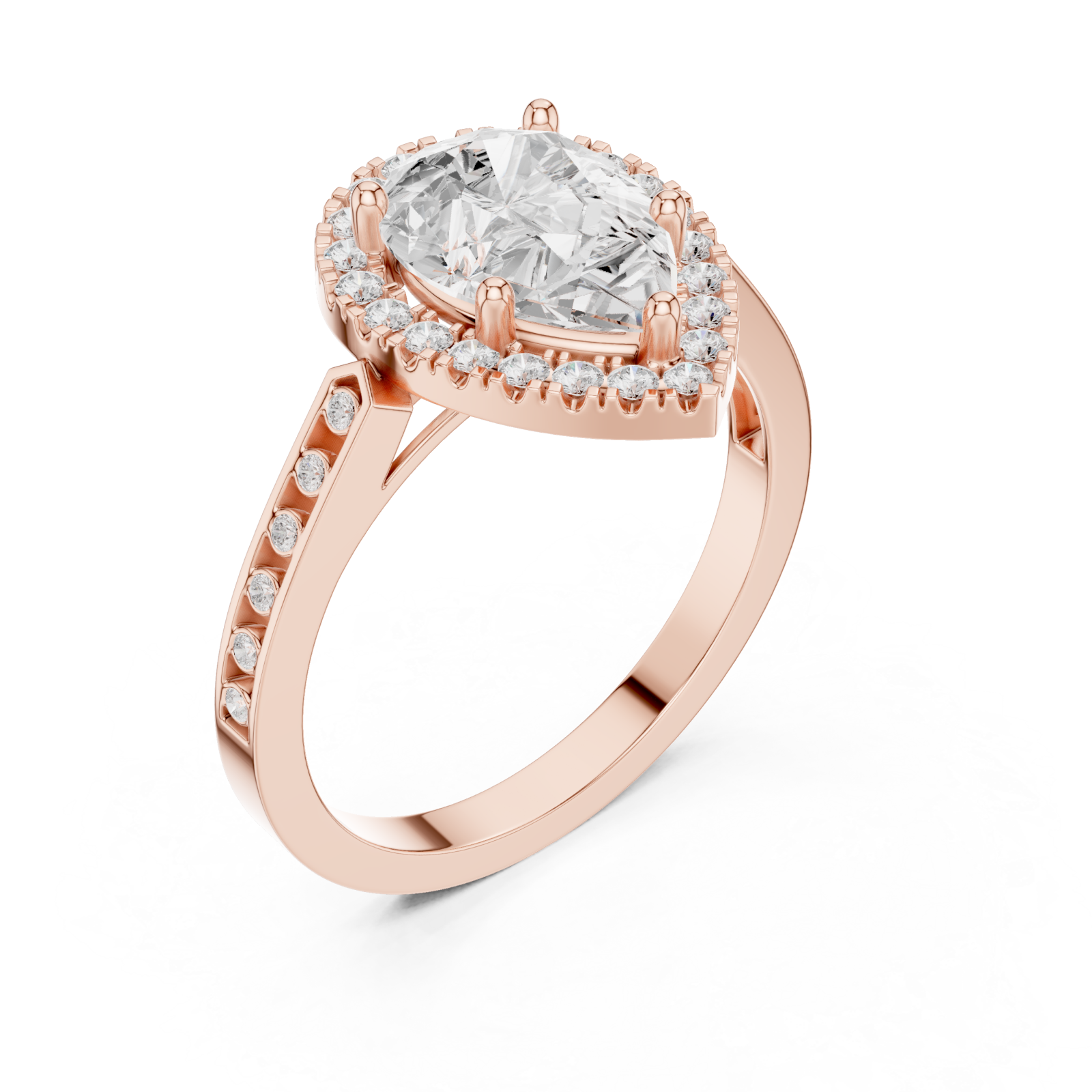  Rose Gold Celestial Halo Teardrop Ring Right View