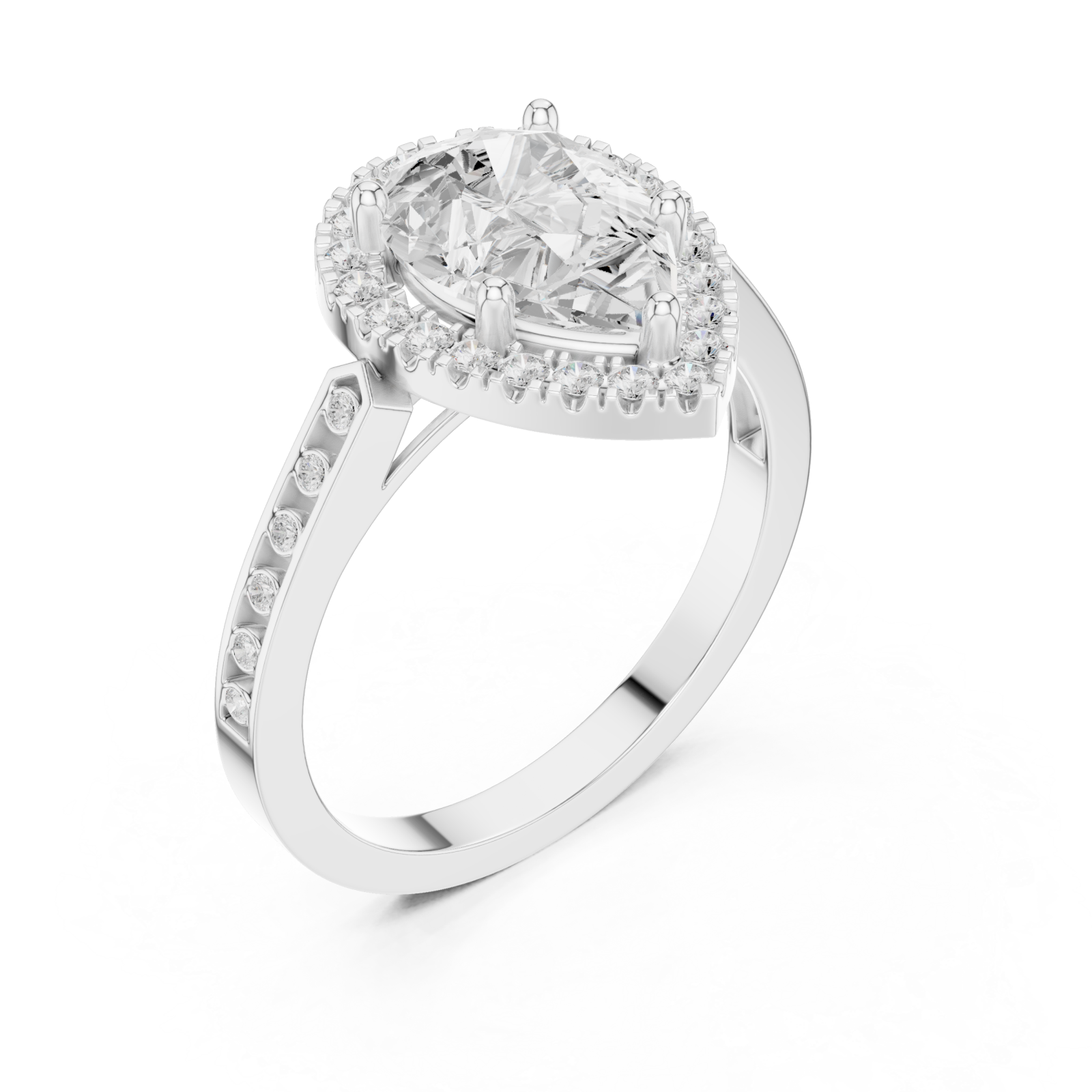  White Gold Celestial Halo Teardrop Ring Right View