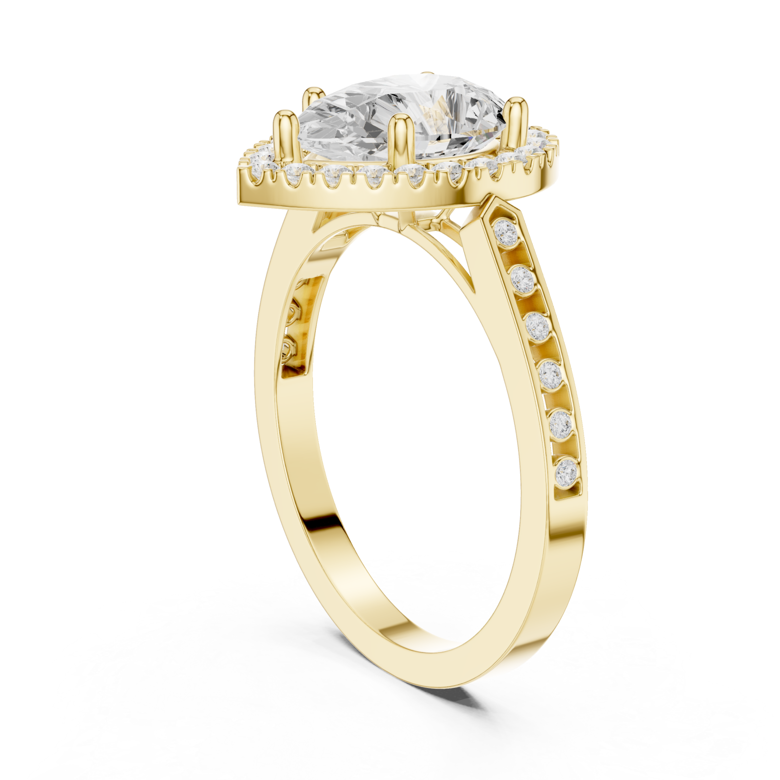  Gold Celestial Halo Teardrop Ring Left View