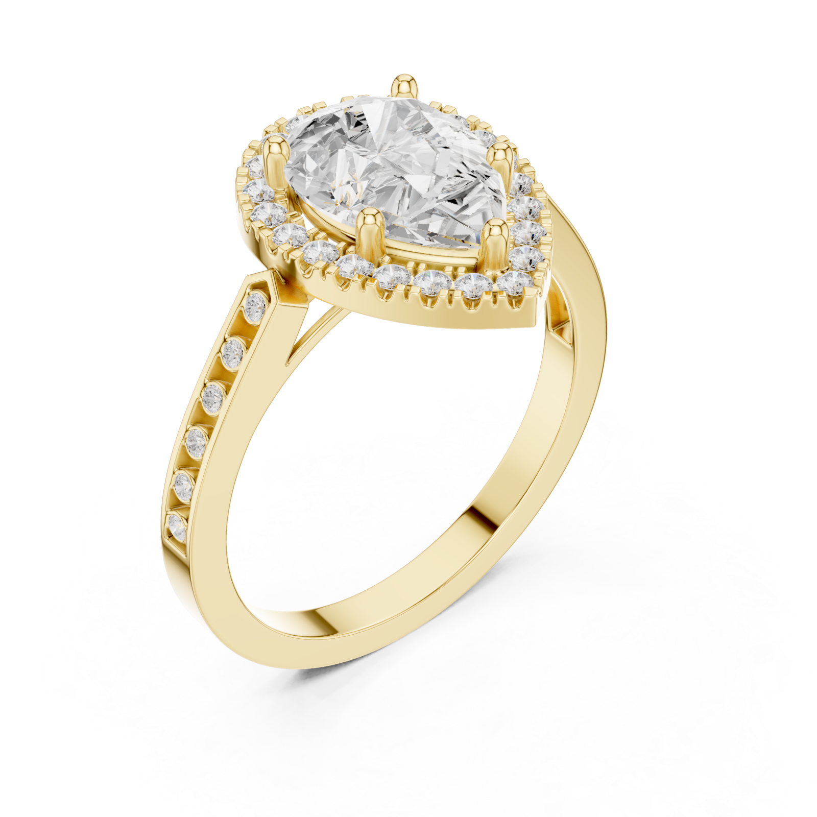 Gold Celestial Halo Teardrop Ring Right View