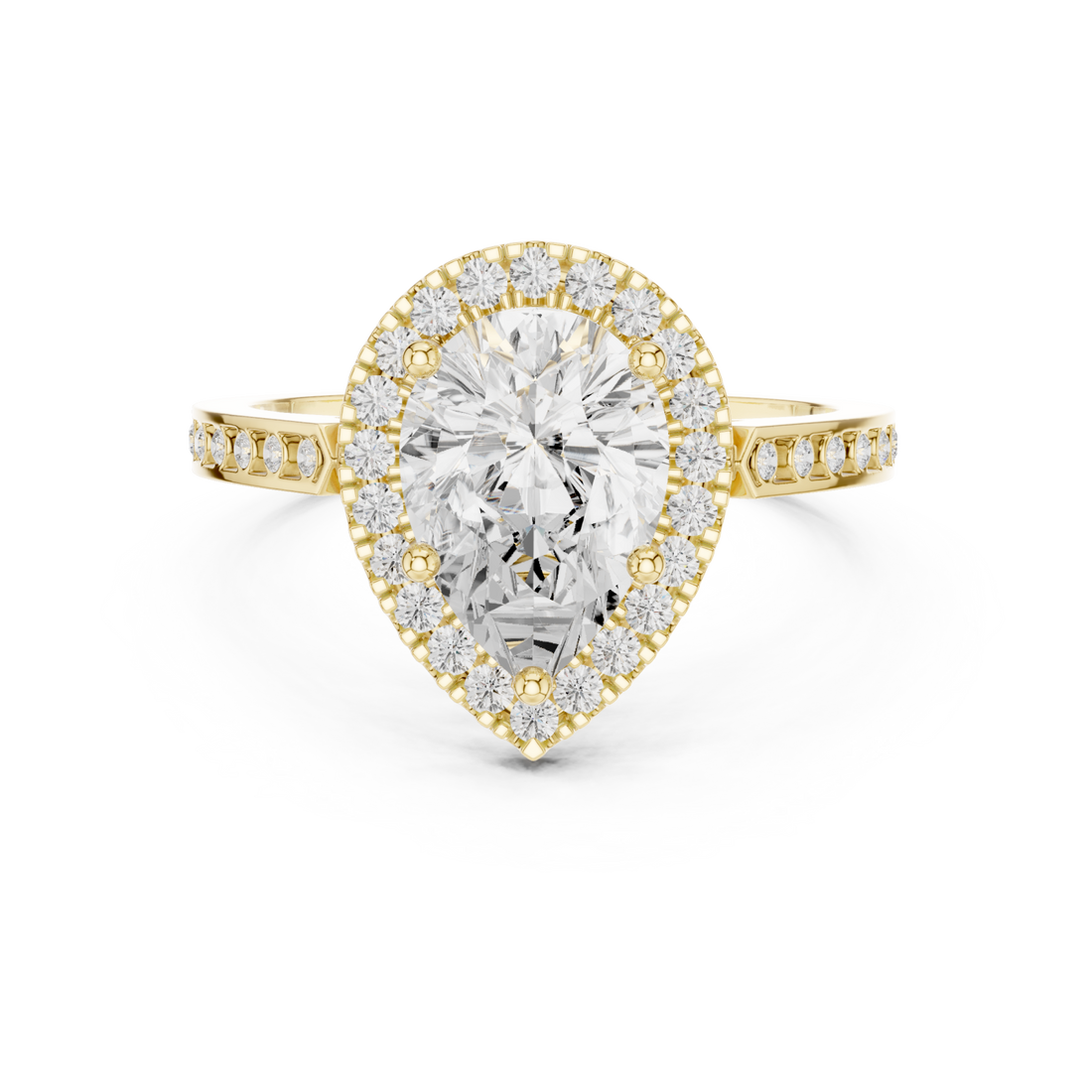 Gold Celestial Halo Teardrop Ring Right View