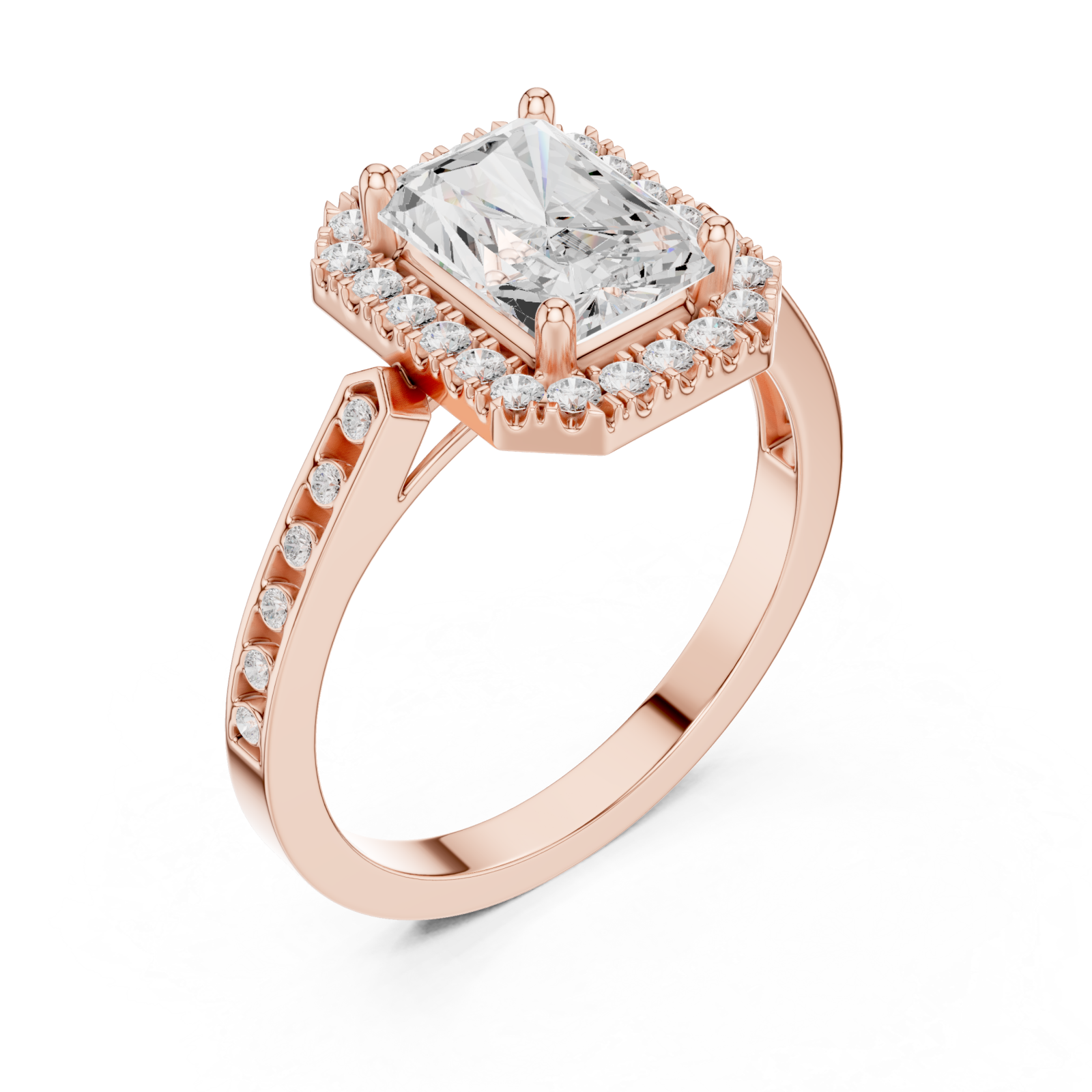  Rose Gold Luminous Cushion Halo Ring Right View