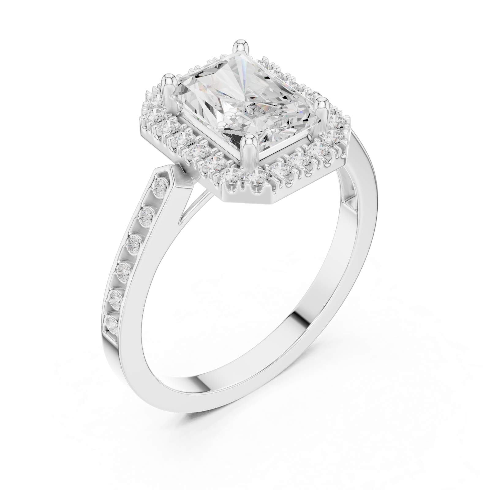  White Gold Luminous Cushion Halo Ring Right View