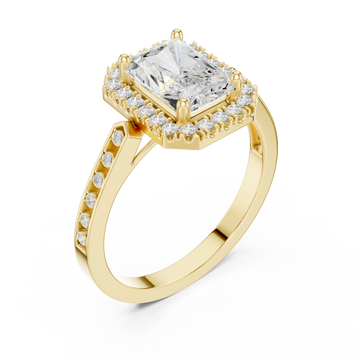 Gold Luminous Cushion Halo Ring Right View