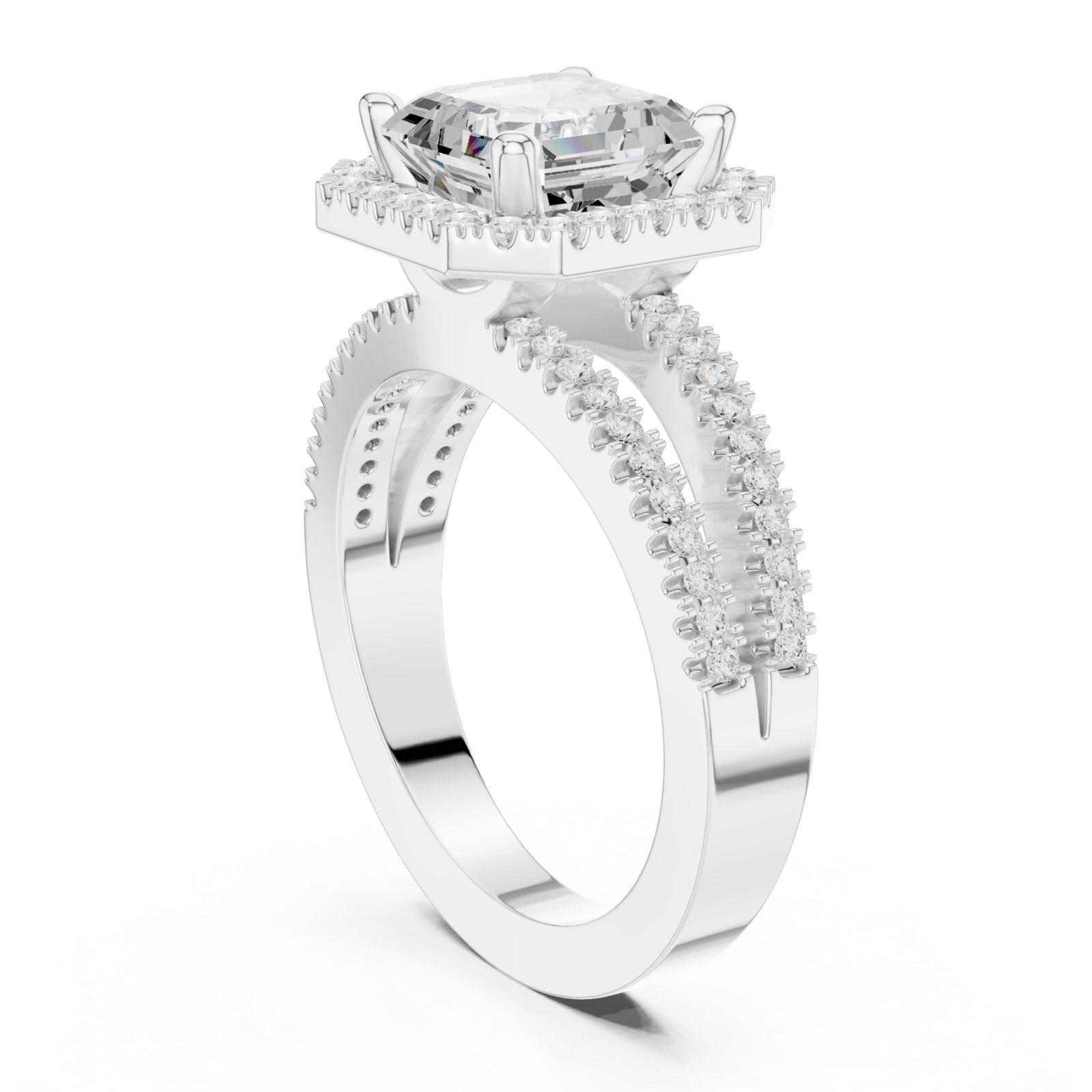 White Gold Enchanting Radiance Halo Ring Left View