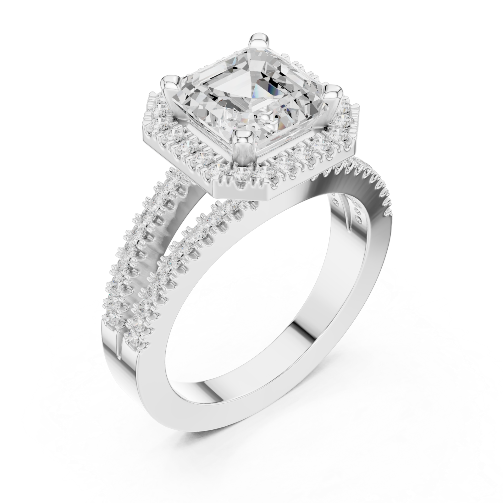  White Gold Enchanting Radiance Halo Ring Right View