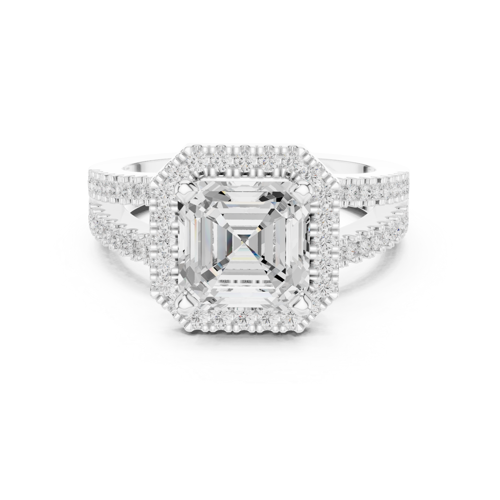  White Gold Enchanting Radiance Halo Ring Front View