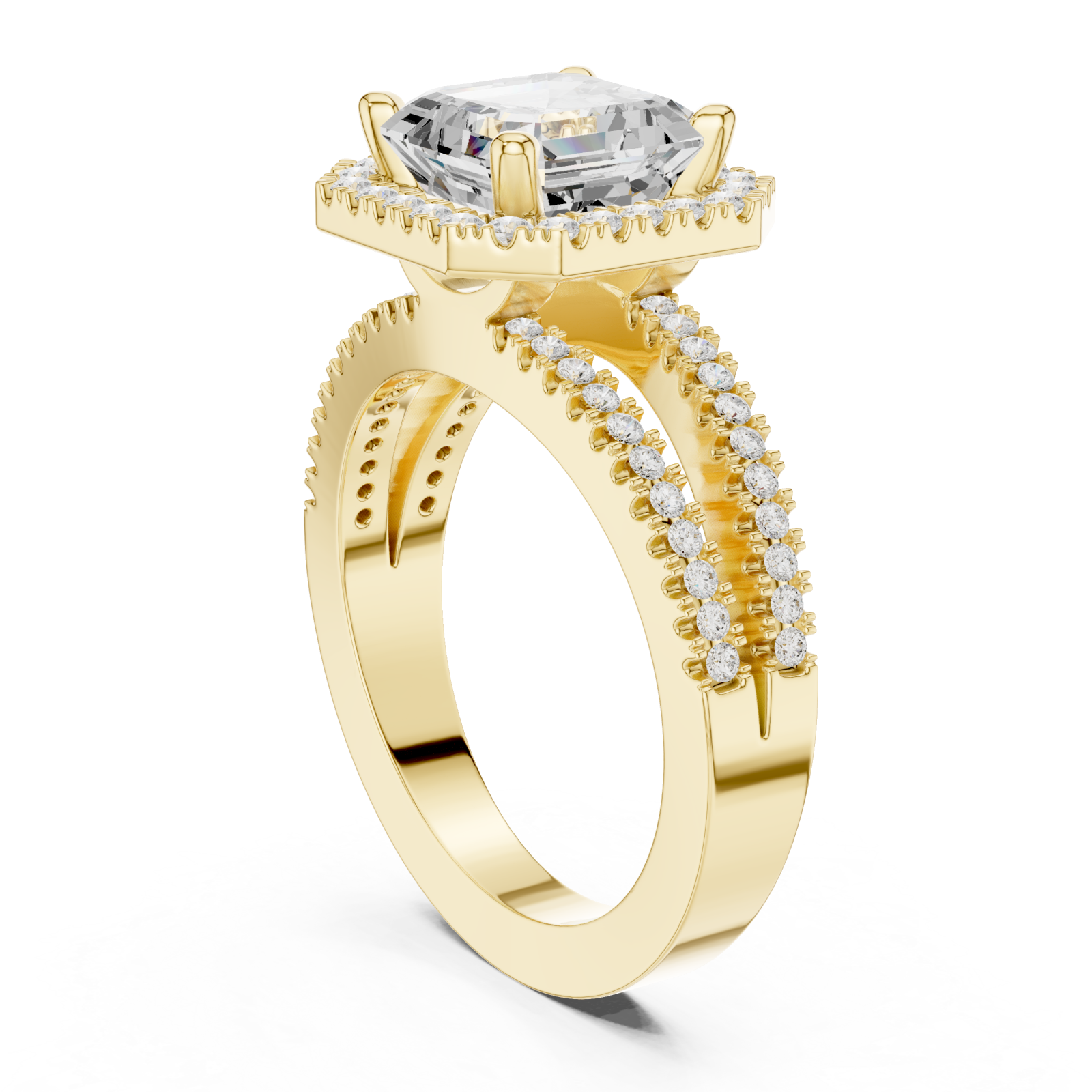 Gold Enchanting Radiance Halo Ring Left View