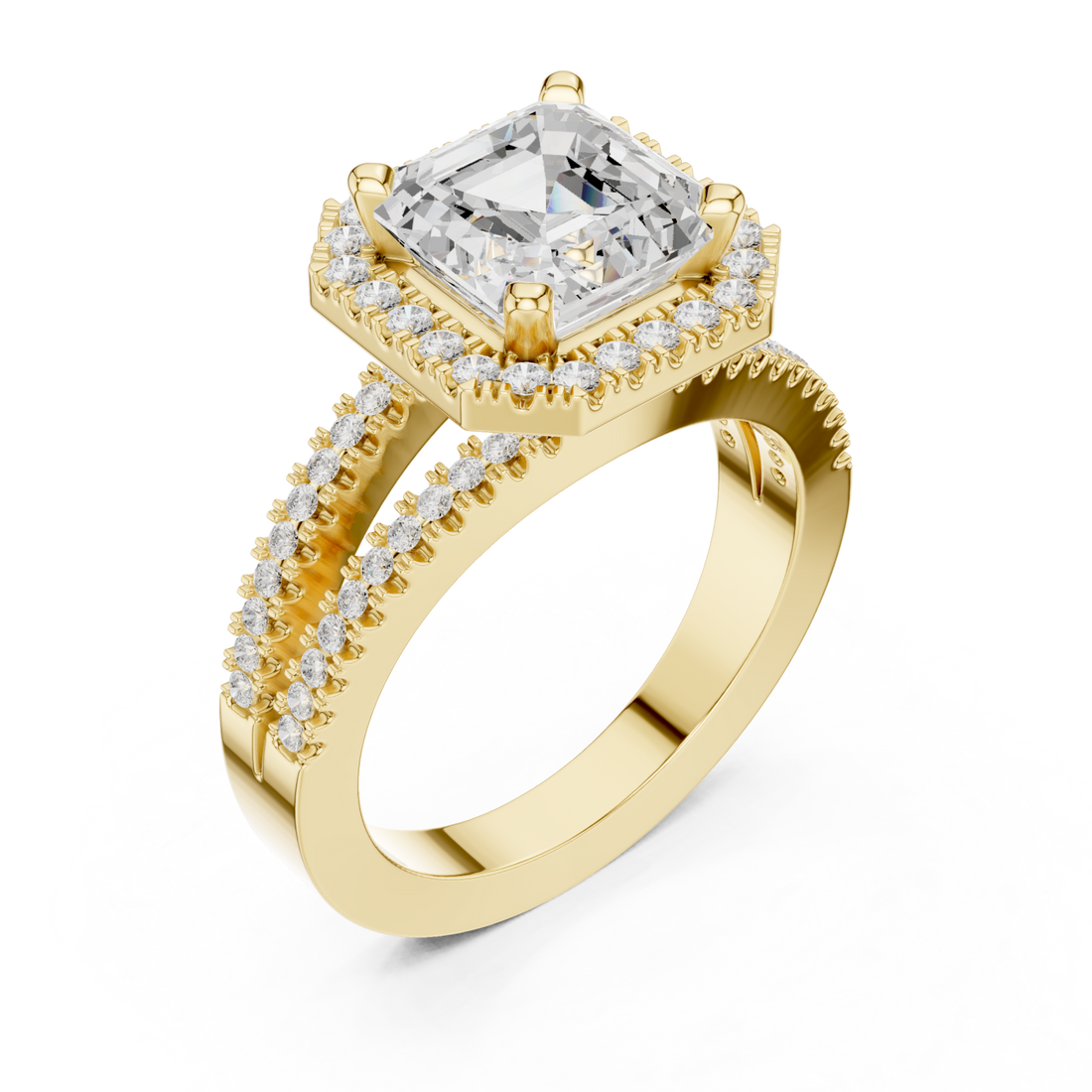 Gold Enchanting Radiance Halo Ring Right View