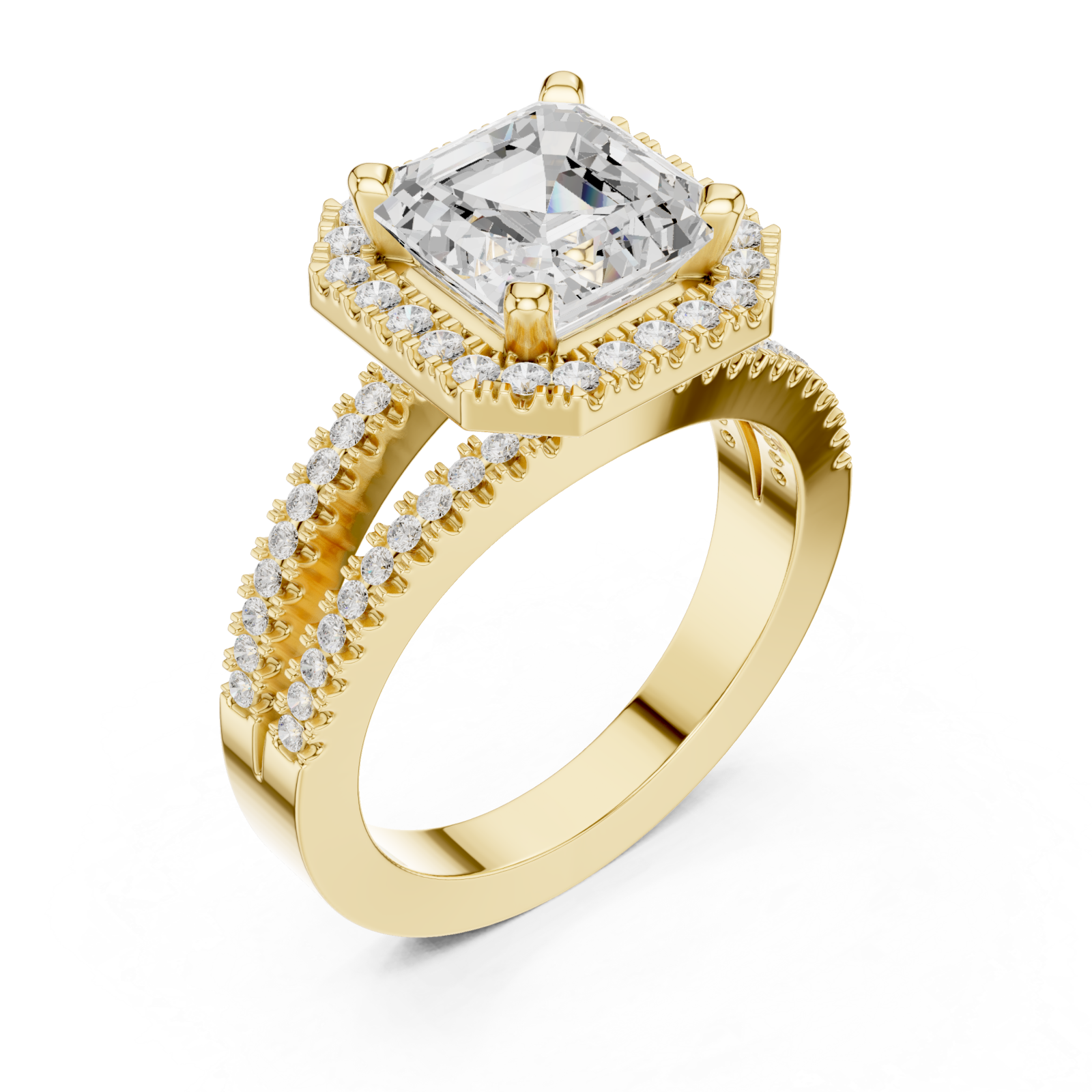 Gold Enchanting Radiance Halo Ring Right View