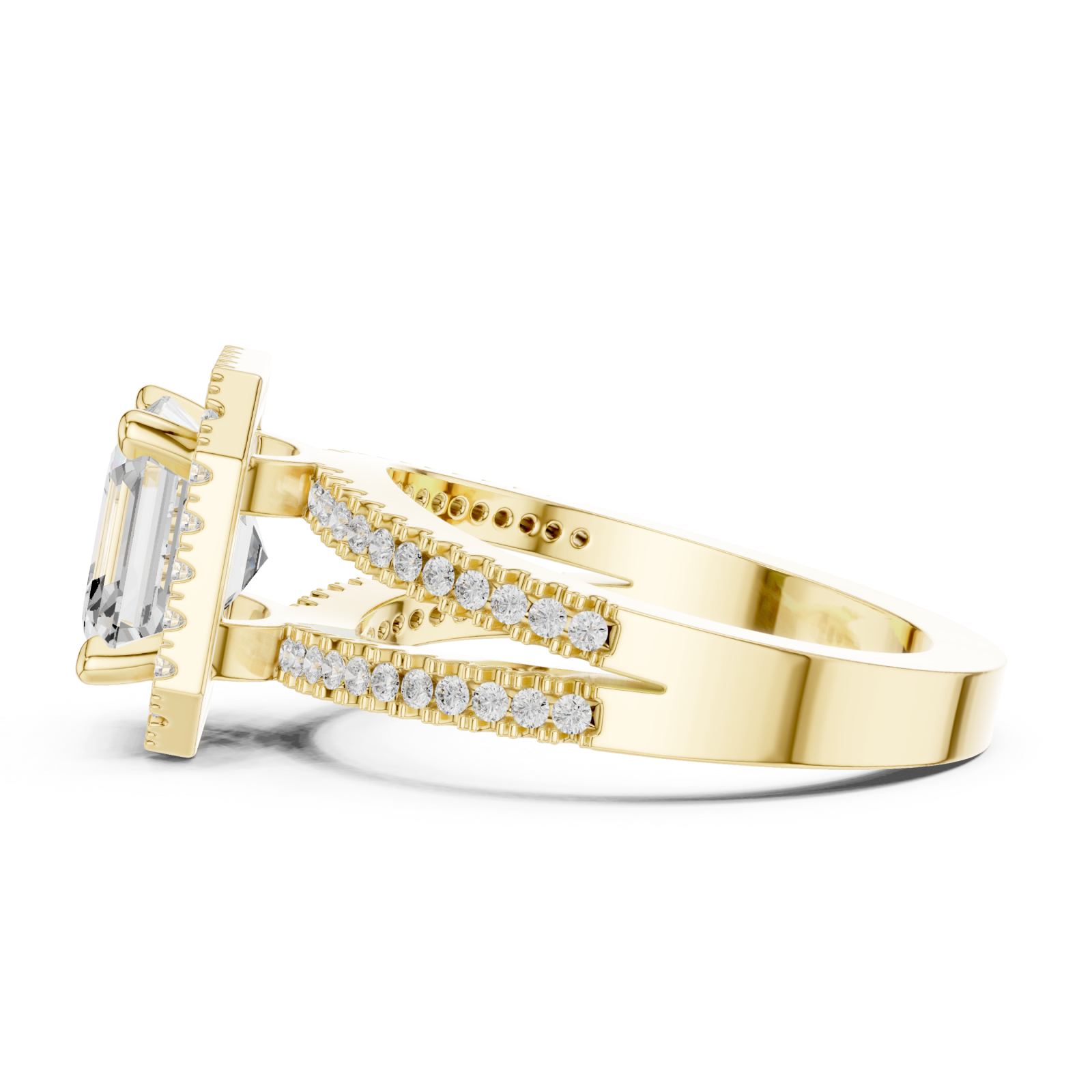  Gold Enchanting Radiance Halo Ring Side View