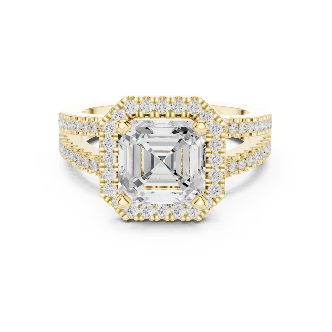 Gold Enchanting Radiance Halo Ring Right View