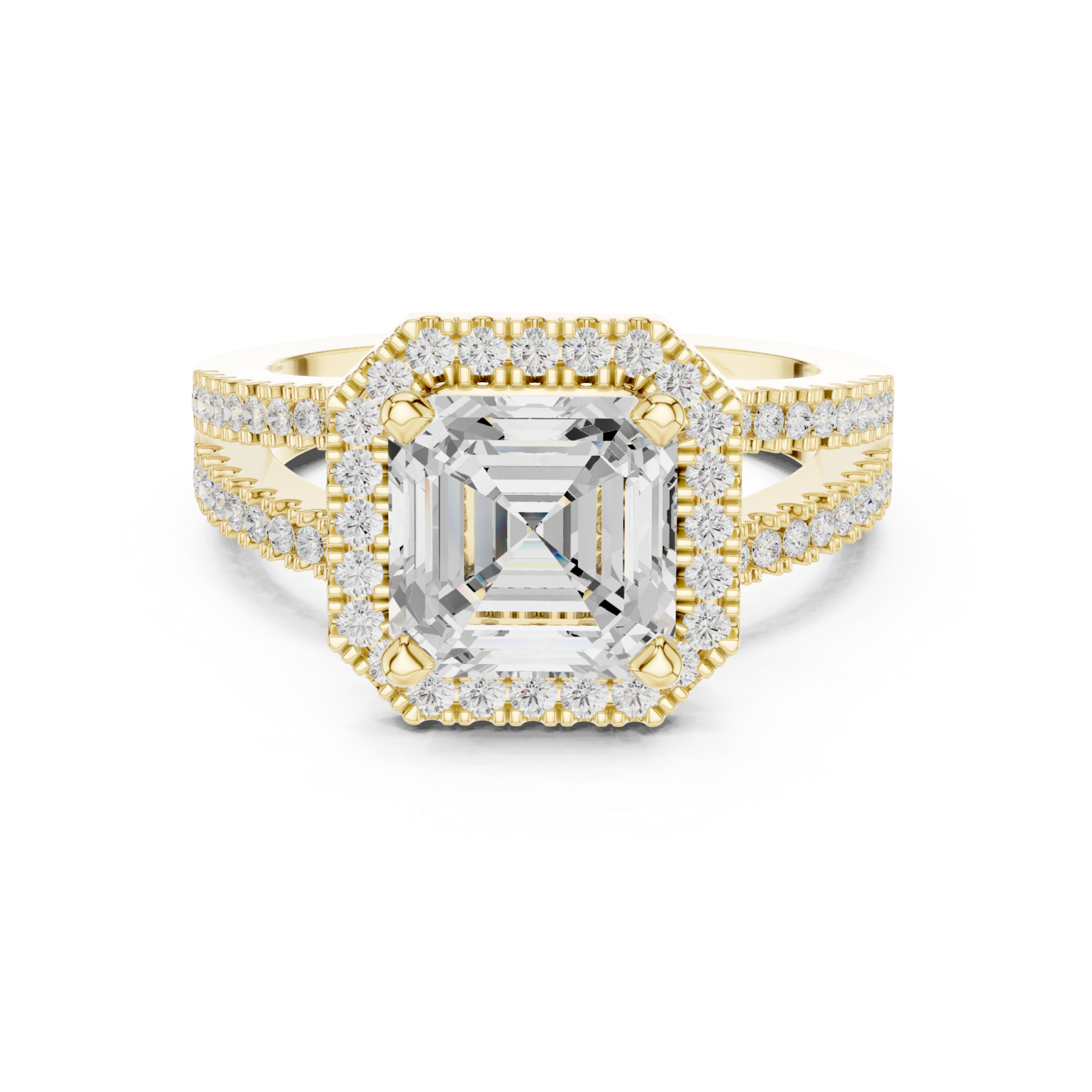  Gold Enchanting Radiance Halo Ring Front View