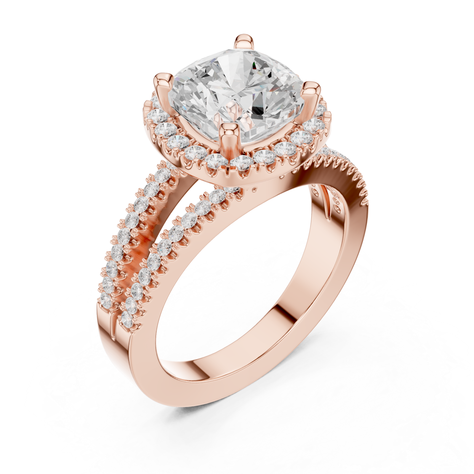  Rose Gold Celestia Regal Halo Ring Right View