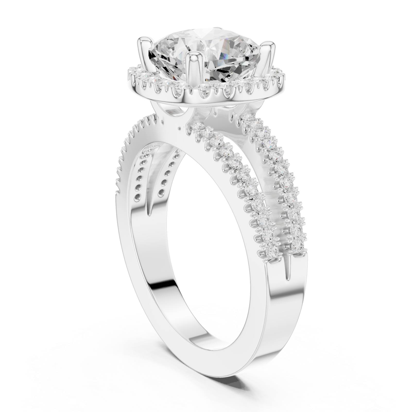  White Gold Celestia Regal Halo Ring Left View