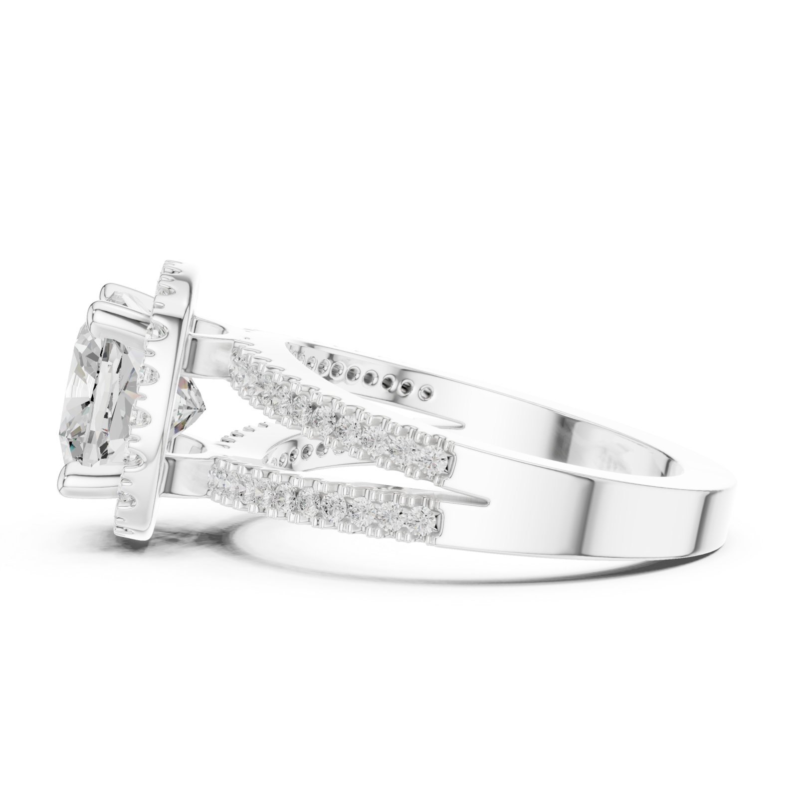  White Gold Celestia Regal Halo Ring Side View