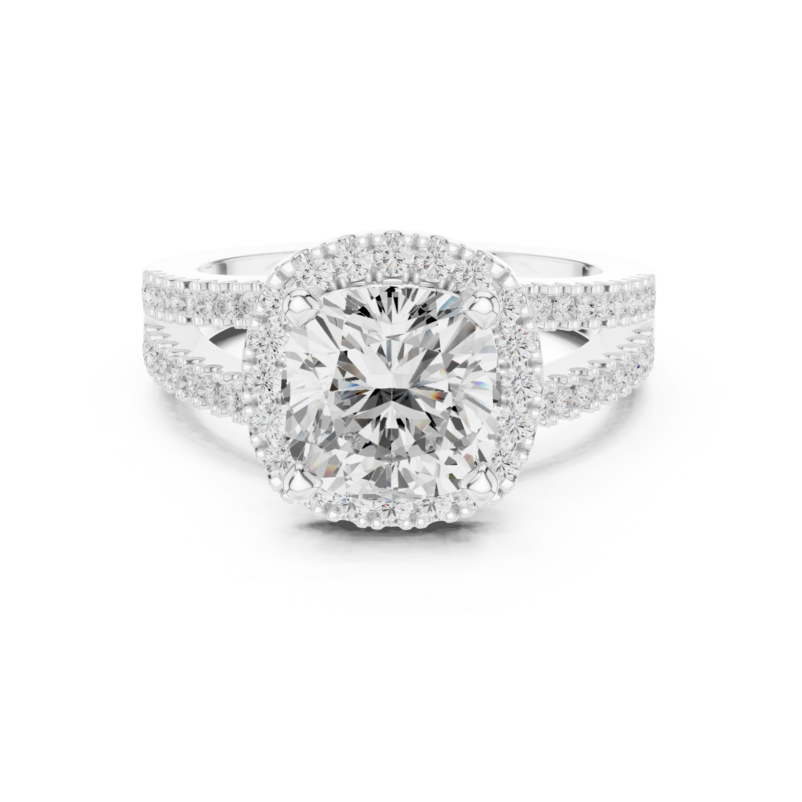  White Gold Celestia Regal Halo Ring Front View