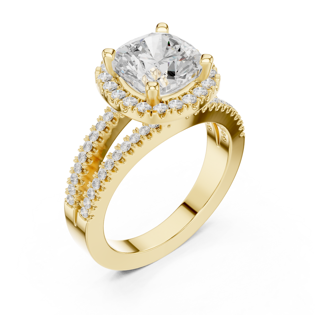 Gold Celestia Regal Halo Ring Right View