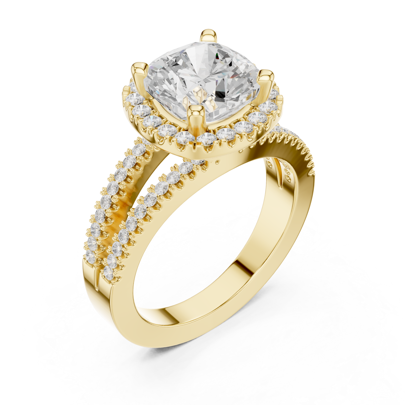 Gold Celestia Regal Halo Ring Right View