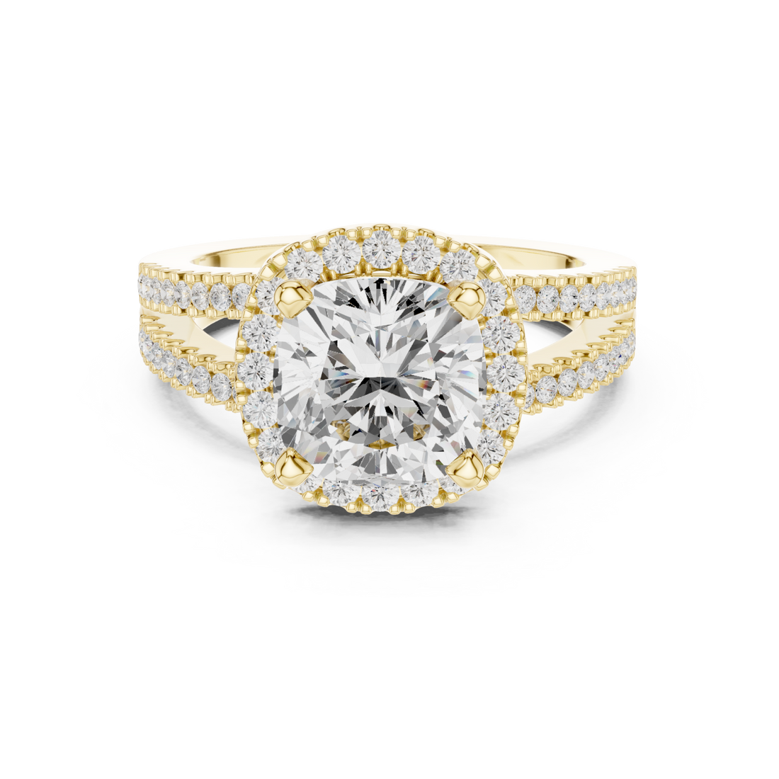 Gold Celestia Regal Halo Ring Right View