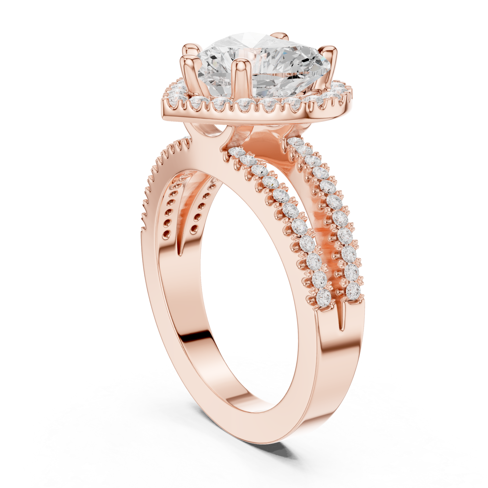  Rose Gold Enchanted Heart Embrace Ring Left View