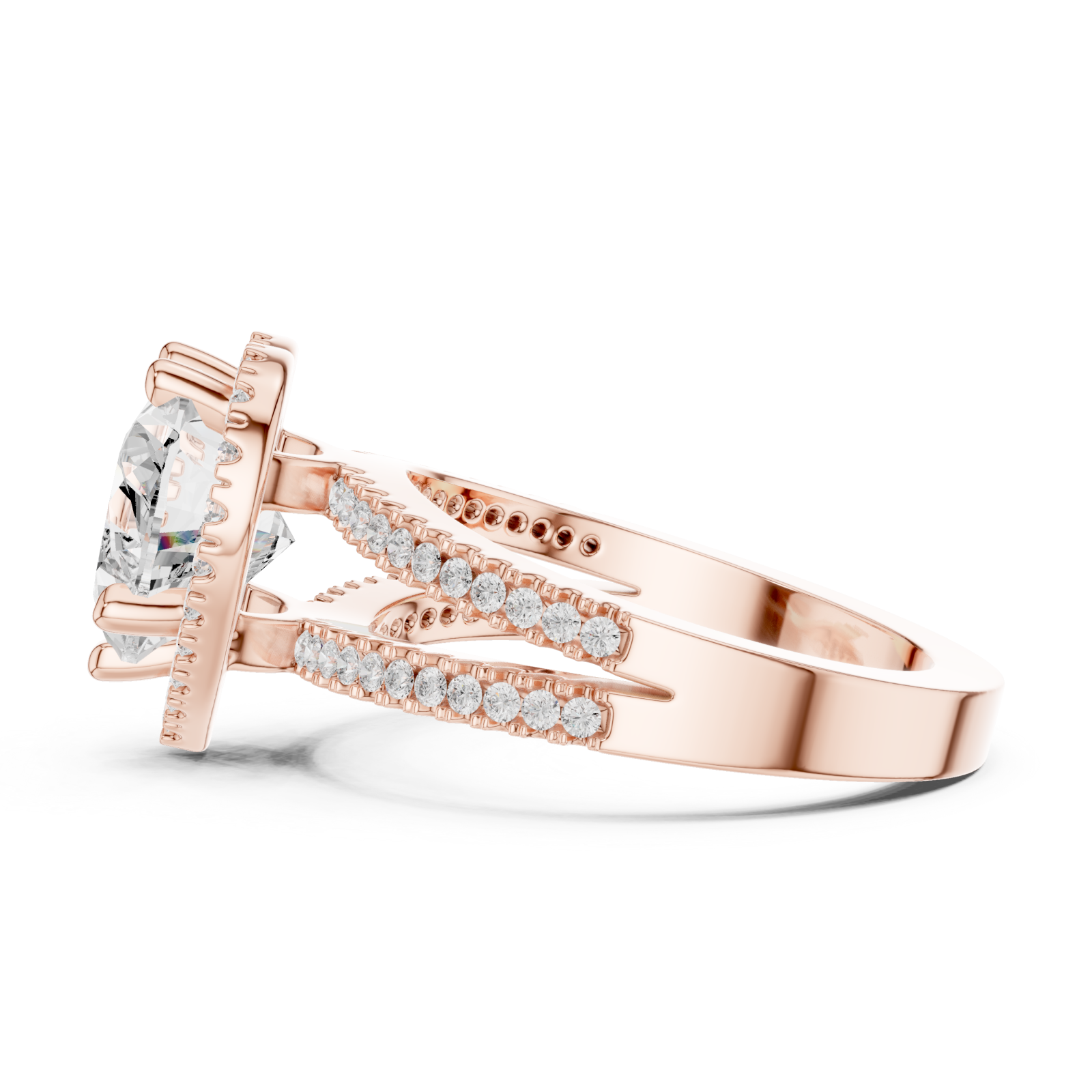  Rose Gold Enchanted Heart Embrace Ring Side View