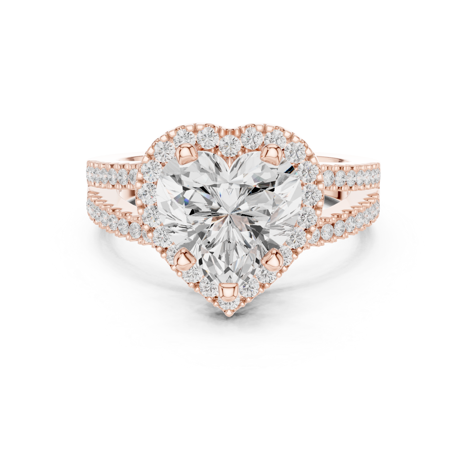  Rose Gold Enchanted Heart Embrace Ring Front View