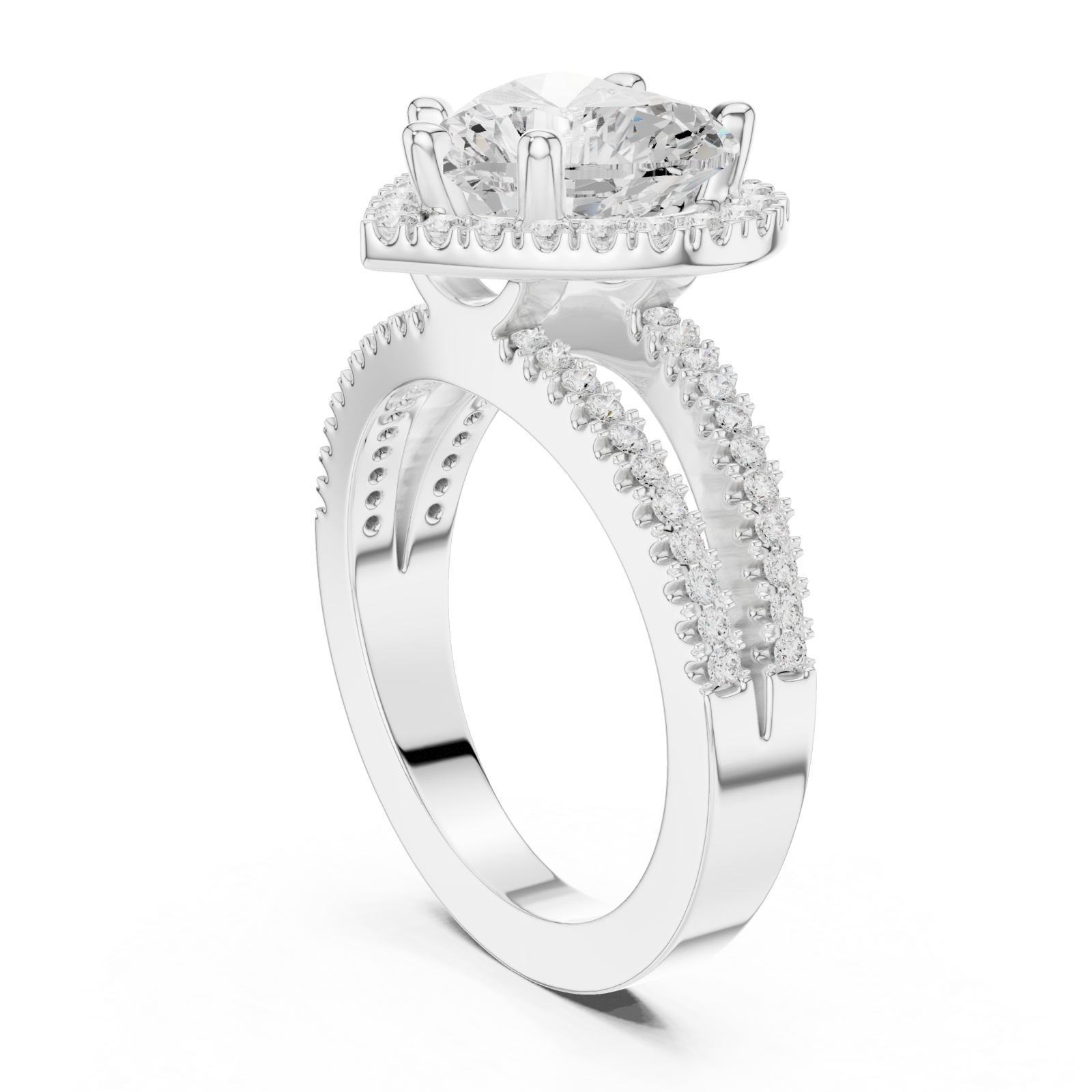  White Gold Enchanted Heart Embrace Ring Left View