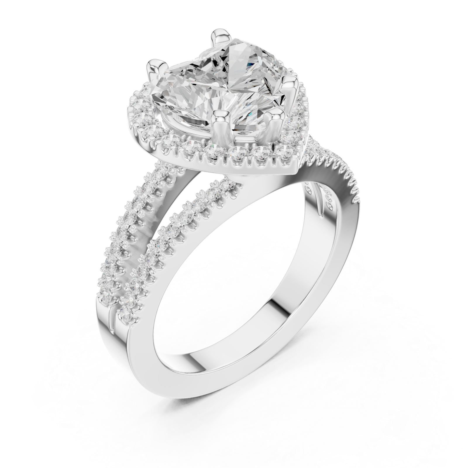  White Gold Enchanted Heart Embrace Ring Right View