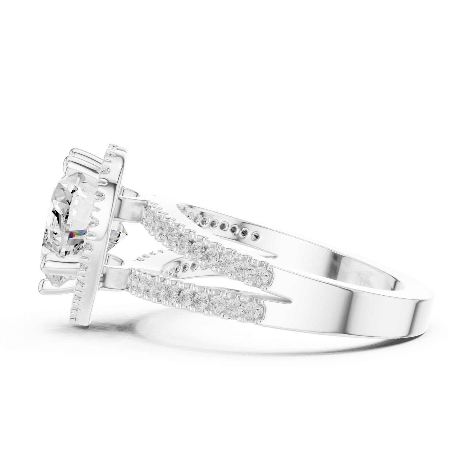  White Gold Enchanted Heart Embrace Ring Side View