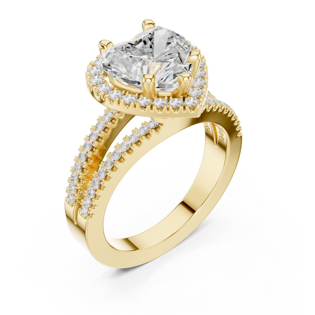 Gold Enchanted Heart Embrace Ring Right View