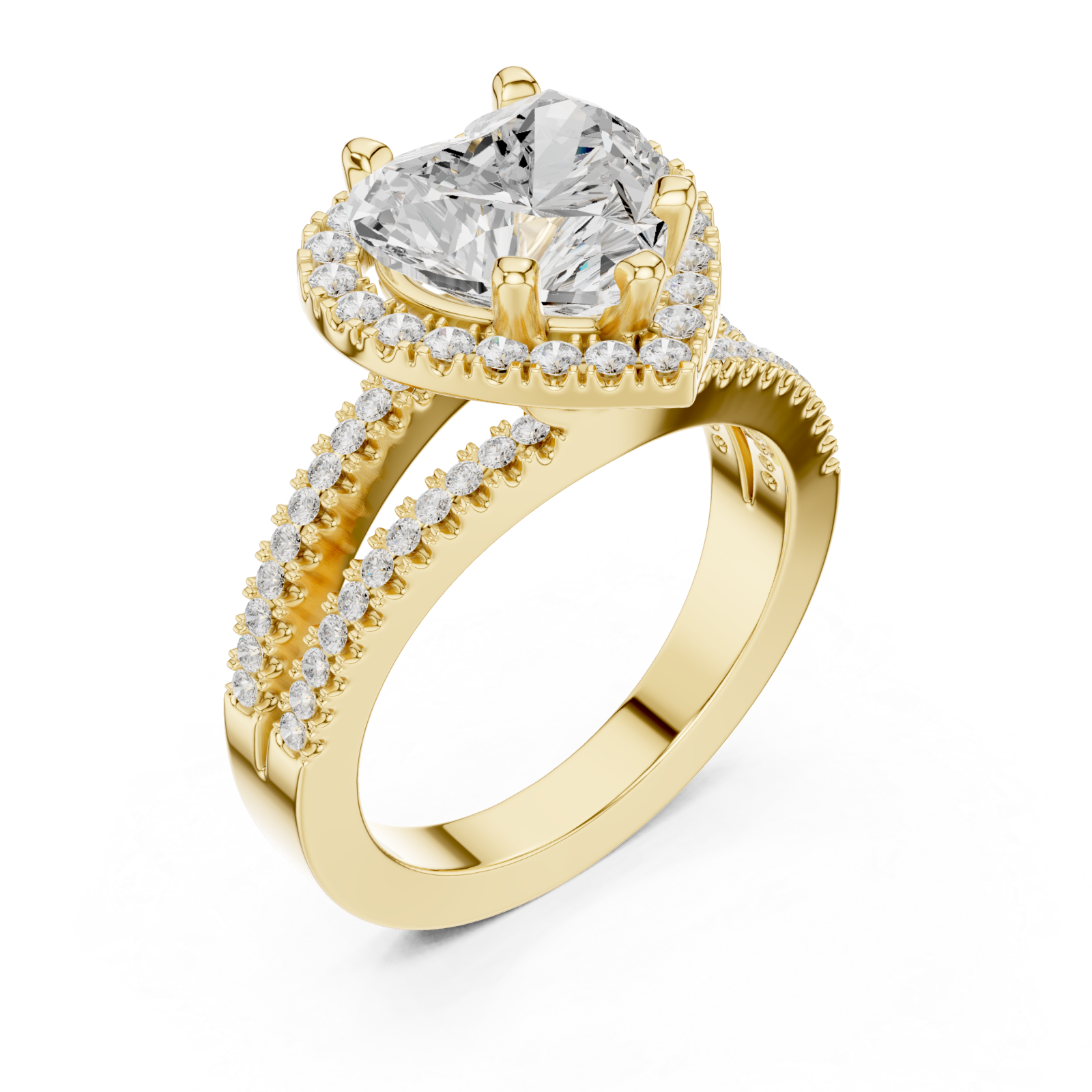 Gold Enchanted Heart Embrace Ring Right View