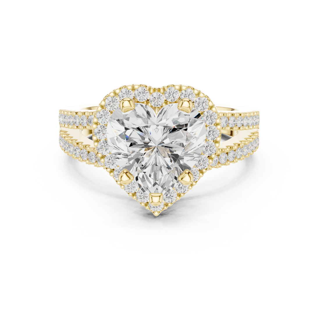 Gold Enchanted Heart Embrace Ring Right View