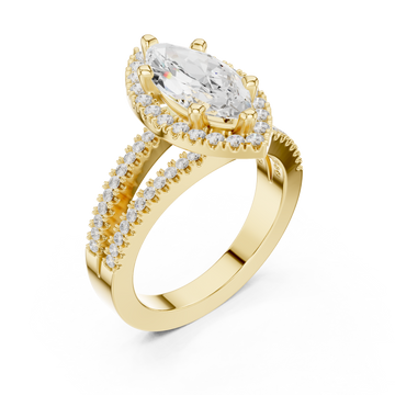 Gold Cascade Marquise Halo Band Ring Right View
