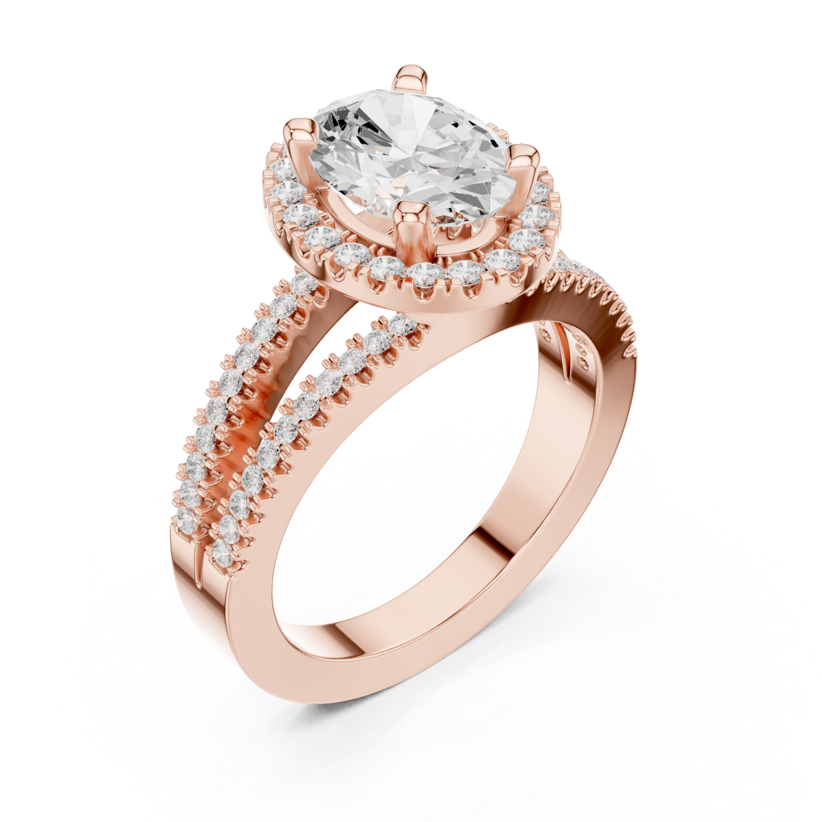  Rose Gold Cascading Halo Embrace Ring Right View