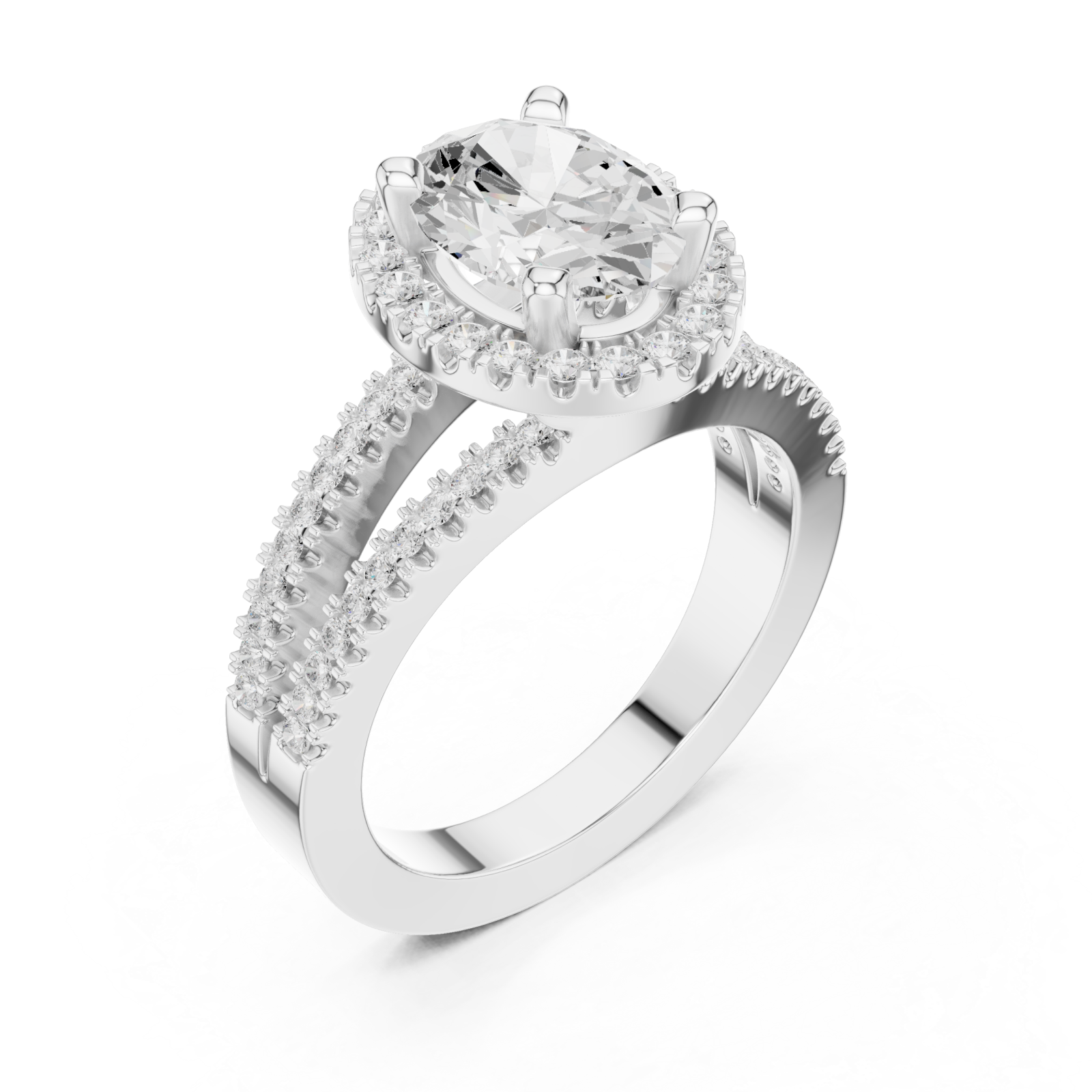  White Gold Cascading Halo Embrace Ring Right View