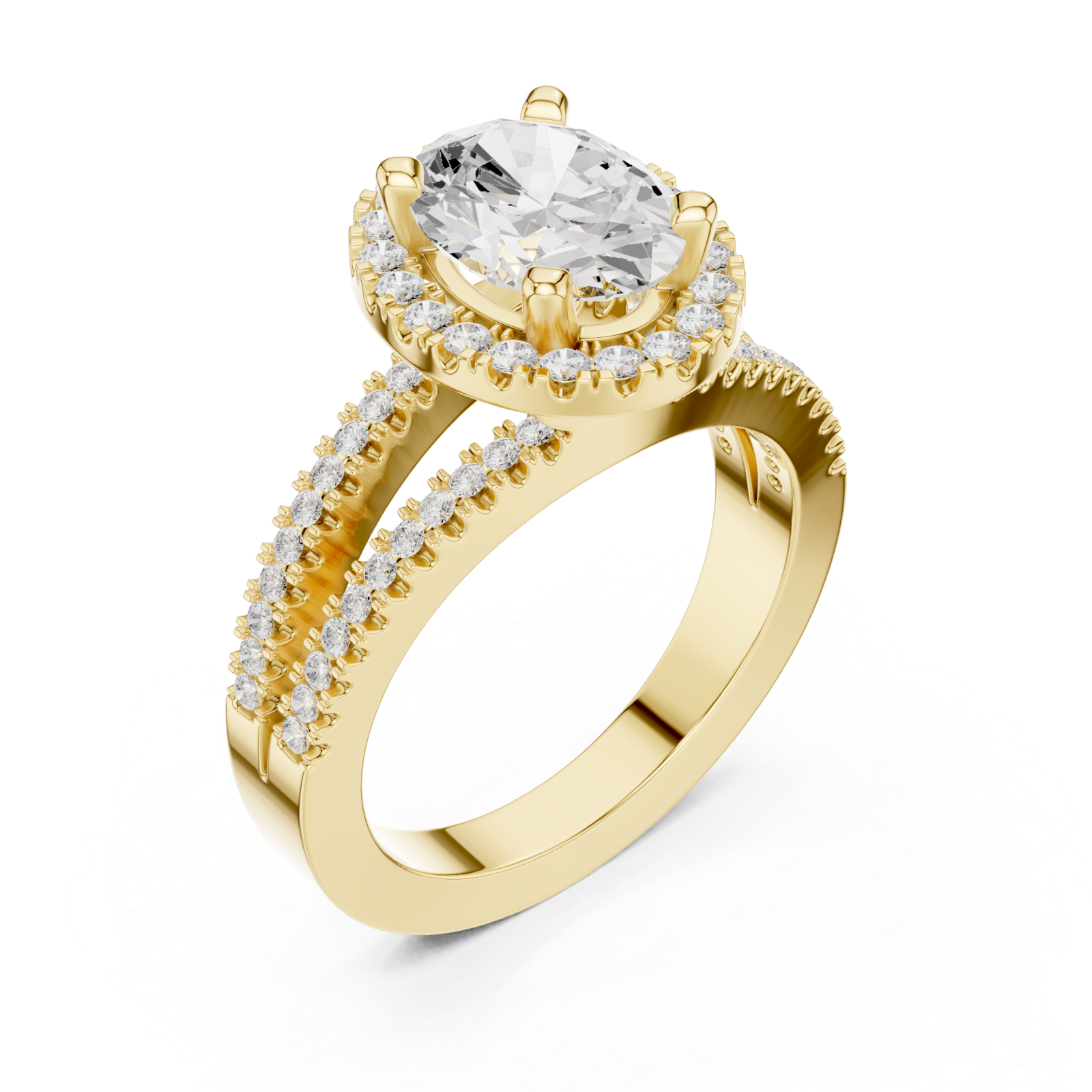 Gold Cascading Halo Embrace Ring Right View
