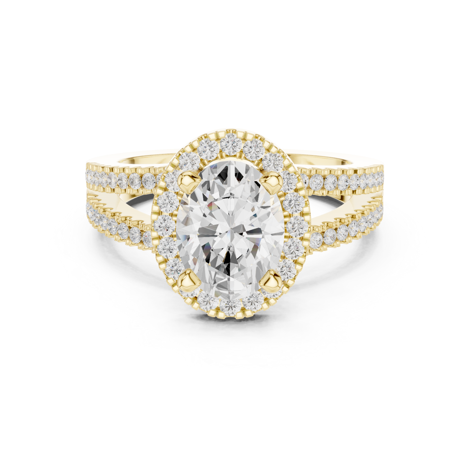  Gold Cascading Halo Embrace Ring Front View
